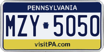 PA license plate MZY5050