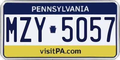 PA license plate MZY5057
