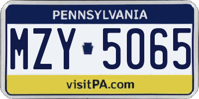 PA license plate MZY5065