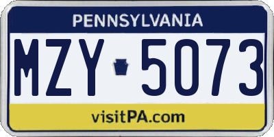 PA license plate MZY5073
