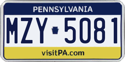 PA license plate MZY5081