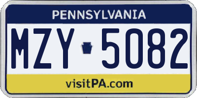 PA license plate MZY5082