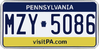 PA license plate MZY5086