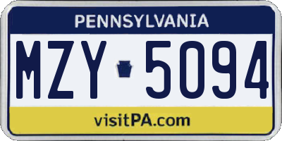 PA license plate MZY5094