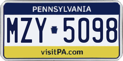 PA license plate MZY5098