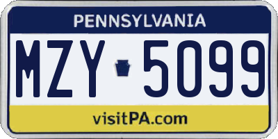 PA license plate MZY5099