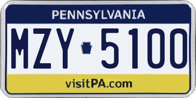 PA license plate MZY5100