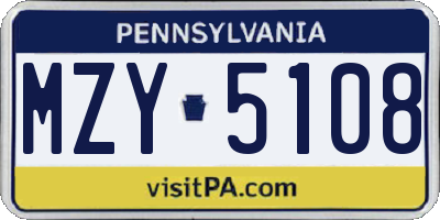 PA license plate MZY5108