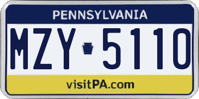 PA license plate MZY5110