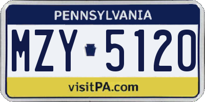 PA license plate MZY5120