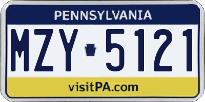 PA license plate MZY5121