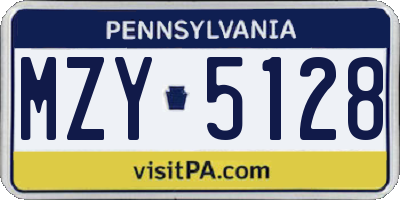 PA license plate MZY5128