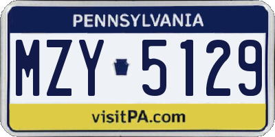 PA license plate MZY5129