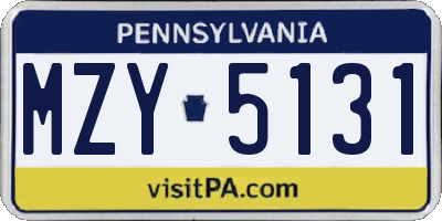PA license plate MZY5131