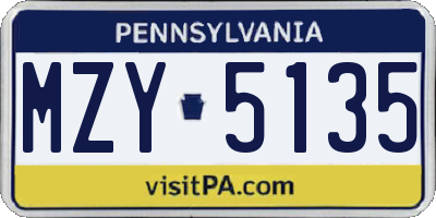 PA license plate MZY5135