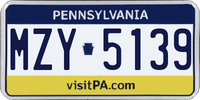 PA license plate MZY5139