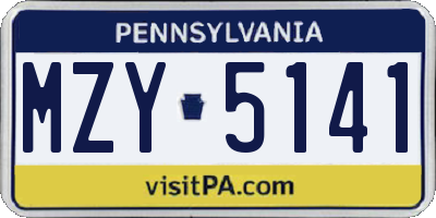 PA license plate MZY5141