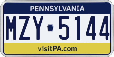 PA license plate MZY5144