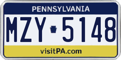PA license plate MZY5148