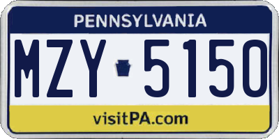 PA license plate MZY5150