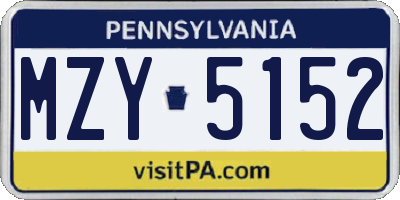 PA license plate MZY5152