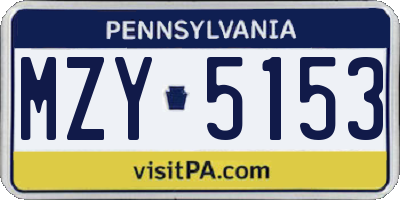 PA license plate MZY5153