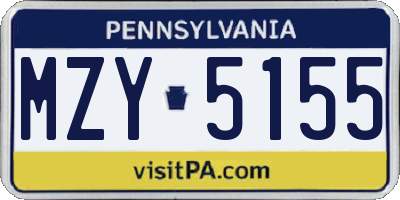 PA license plate MZY5155