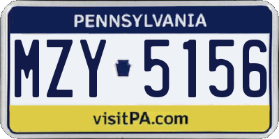 PA license plate MZY5156