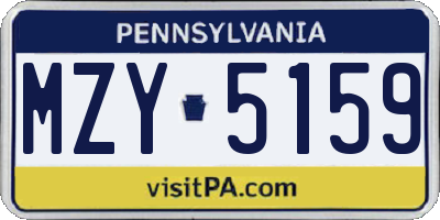 PA license plate MZY5159