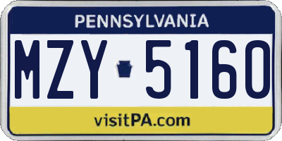 PA license plate MZY5160
