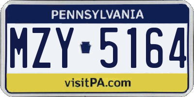 PA license plate MZY5164