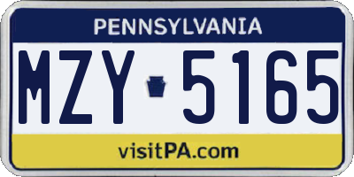 PA license plate MZY5165