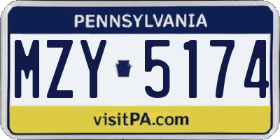 PA license plate MZY5174