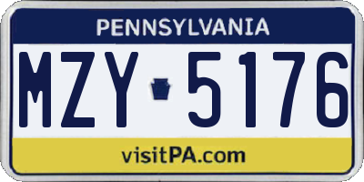 PA license plate MZY5176