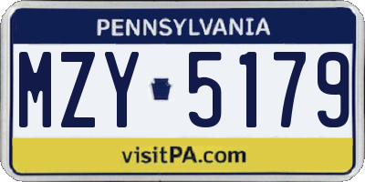 PA license plate MZY5179