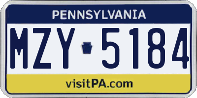 PA license plate MZY5184