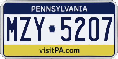 PA license plate MZY5207