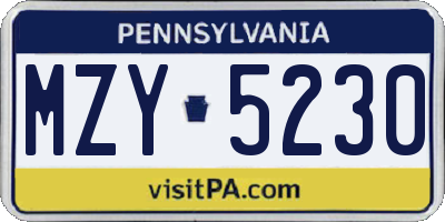 PA license plate MZY5230