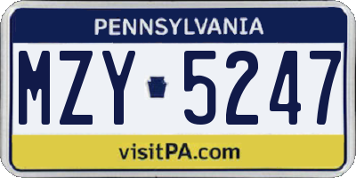 PA license plate MZY5247