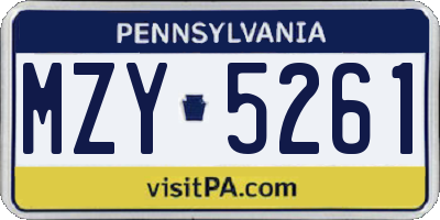 PA license plate MZY5261