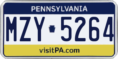 PA license plate MZY5264
