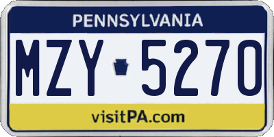 PA license plate MZY5270
