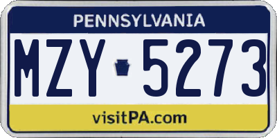 PA license plate MZY5273