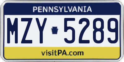 PA license plate MZY5289