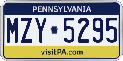 PA license plate MZY5295