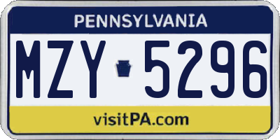 PA license plate MZY5296