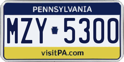 PA license plate MZY5300