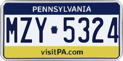 PA license plate MZY5324