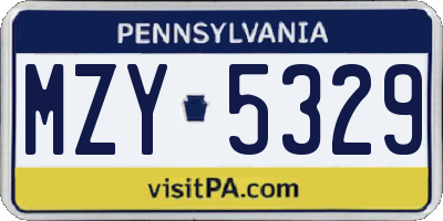 PA license plate MZY5329
