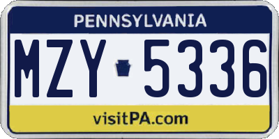 PA license plate MZY5336
